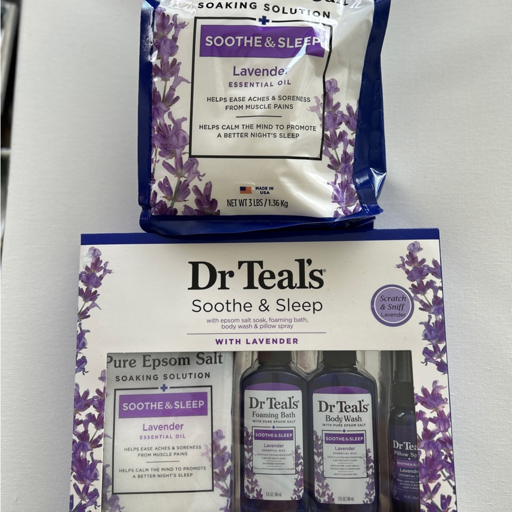 Dr Teals Soothe & Sleep - Lavender 4-piece set - plus 3lbs Epsom Salts